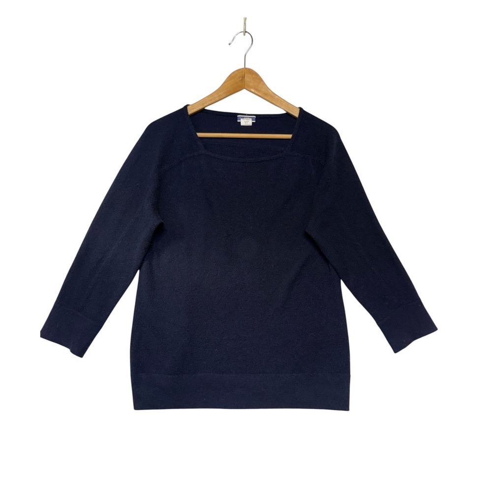 J.Crew Womens 100% Cashmere Square‎ Neck Sweater Navy Blue Size S 62143